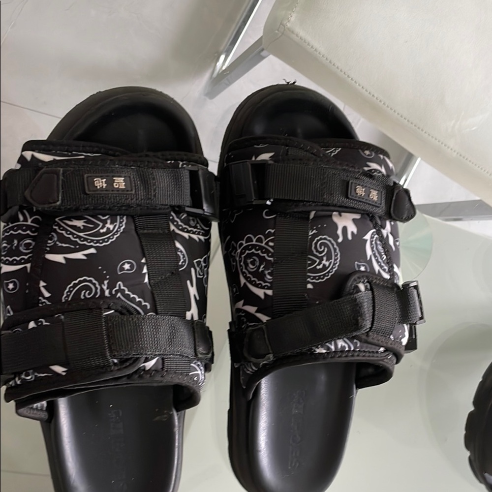 Black and White Patterned Sandals